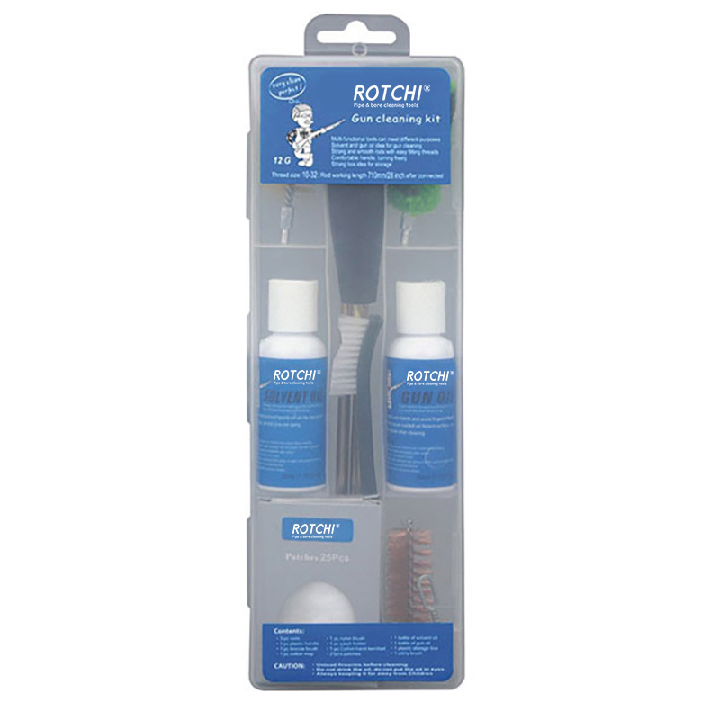 Läpinäkyvä laatikko ilmapistoolin puhdistussarja öljypullolla